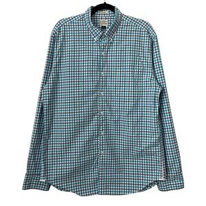 J. Crew Shirt Mens Large Purple Blue Classic 2 Ply Cotton Long Sleeve Gingham